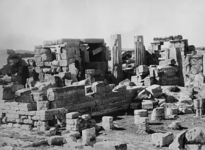 Black and White Print of The Lotus Columns, Temple of Amun