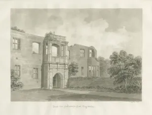 Drawing Prints: Biddulph Hall Old Print, 1847 Sepia Drawing