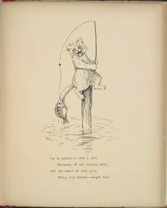 Louis Wain Art Prints: A cat fishing with a rod
