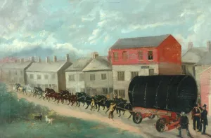 British Landscape Artwork Prints: A Mill Boiler Being Transported up Hill on a Dray, 1837-1901 (oil on canvas)