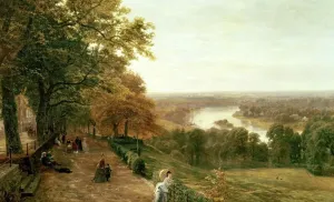 Prints of OJ8866 Richmond Hill, London, 1875 (oil on canvas) by Cole, George Vicat (1833-93); Private Collection; eAckermann Johnson; English, out of copyright River Thames Prints: Richmond Hill London Print 1875