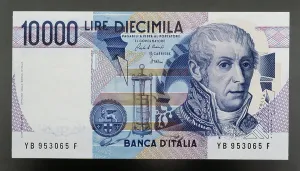 Alessandro Volta 10000 Lire Banknote Print, Italy, 1984-2001