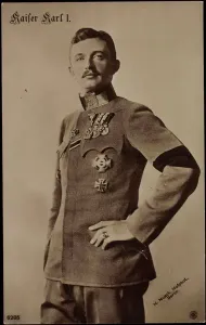 Ak Emperor Charles I of Hungary in Uniform Print