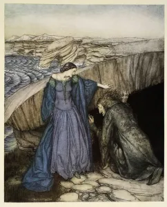 King Arthur Prints: Merlin and Nimue, Colour Lithograph Print, 1910