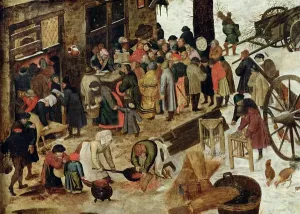 Print of The Payment of the Tithe, oil on panel