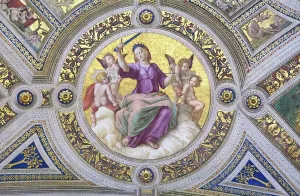 Prints of 868142 Justice, 1508, Raphael, 1483-1520, ceiling of the room of the signature, Raphael rooms, fresco, Vatican museums, Rome Vatican City Prints: Raphael's Justice Print, 1508, Vatican Museums