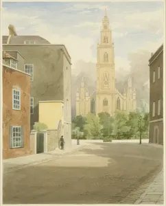 Bristol City Landmarks Prints: St. Pauls Church, Portland Square, from Surrey Street, 1825