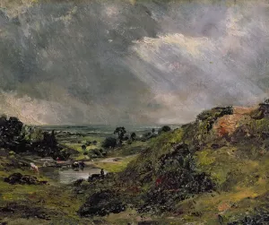 Prints of STC5737 Hampstead Heath, Branch Hill Pond, 1828 (oil on canvas) by Constable, John (1776-1837); Victoria and Albert Museum, London, UK; The Stapleton Collection; English, out of copyright Weather Prints: Hampstead Heath Print, 1828 by John Constable
