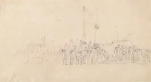 Caravan Prints: A Gathering of Horsemen Print (Graphite on Paper)