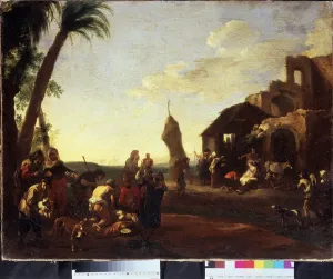 Jan Miel's The Adoration of the Christ Child, 1650 Print