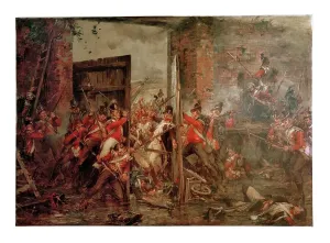 Prints of MSC5986649 Closing the Gates at Hougoumont, 1903 (oil on canvas) by Gibb Related Prints: Closing the Gates at Hougoumont, 1903 (oil on canvas) Print