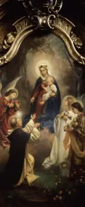 Prints of 7216656 Our Lady of the Rosary (oil on canvas) by Dit─ø, Emanuel (1862-1944); (add.info.: This altarpiece was painted for the Church of St. Giles in Prague, Czech Republic); © Lubomir Synek Czech Republic Prints: Our Lady of the Rosary Print (Oil on Canvas, 1862-1944)
