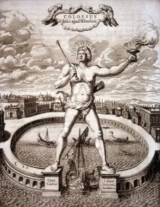 Unknown Artist Prints: The Colossus of Rhodes Print, Ancient Greek Statue of Helios