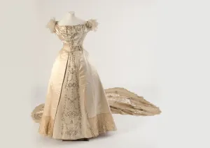 Cream Silk Embroidered Court Dress Print, 1900