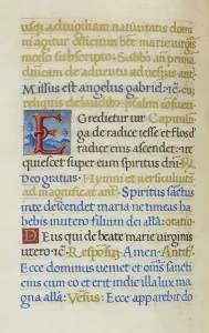 Historical Book Illustrations Prints: Text page with initial E