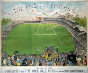 Colour Lithograph Print of Polo Grounds, New York (1887)