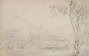 British Landscape Artwork Prints: Castell Dinas Bran, Wales (graphite & black chalk on paper)