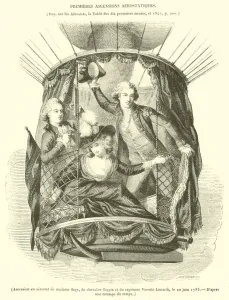 Ascension en aerostat de madame Sage, du chevalier Biggin et du capitaine Vicente Lunardi, le 20 juin 1785 (engraving) Ascension en aerostat de madame Sage, du chevalier Biggin et du capitaine Vicente Lunardi, le 20 juin 1785 (engraving)