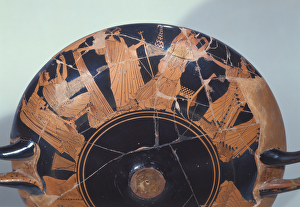 Attic red-figure cup depicting the return of Paris to Priam surrounded by Cassandra Attic red-figure cup depicting the return of Paris to Priam surrounded by Cassandra