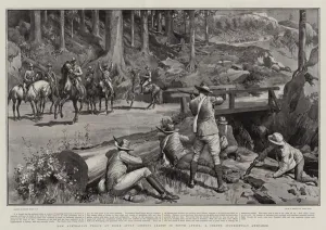 How Australian Troops at Home apply Lessons learnt in South Africa, a Column Successfully ambushed (litho) How Australian Troops at Home apply Lessons learnt in South Africa, a Column Successfully ambushed (litho)