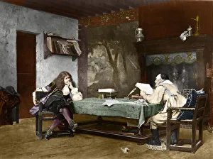 The authors Jean-Baptiste (Jean Baptiste) Poquelin dit Moliere (1622-1673) and Pierre Corneille (1606-1684) The authors Jean-Baptiste (Jean Baptiste) Poquelin dit Moliere (1622-1673) and Pierre Corneille (1606-1684)