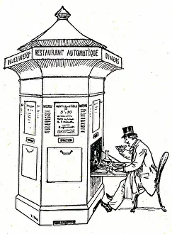 French Fine Art Engraving Prints: Automatic restaurant, 1893 (engraving)