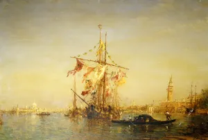 The Bacino Venice with Shipping, (oil on panel) The Bacino Venice with Shipping, (oil on panel)