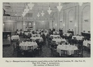 Banquet layout with separate round tables at the Cafe Royal, London, W (b/w photo) Banquet layout with separate round tables at the Cafe Royal, London, W (b/w photo)