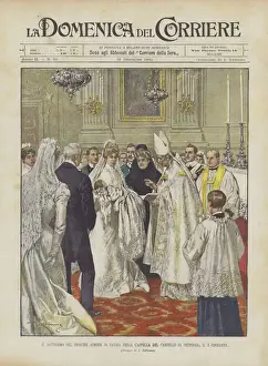 The Baptism Of Prince Aimone Of Savoy In The Chapel Of The Castle Of Stupinigi, Il 3 Corrente (colour litho) The Baptism Of Prince Aimone Of Savoy In The Chapel Of The Castle Of Stupinigi, Il 3 Corrente (colour litho)