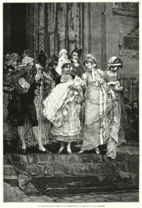 Baptism in the time of the Directory, Revolutionary France, 1795-1799 (litho) Baptism in the time of the Directory, Revolutionary France, 1795-1799 (litho)