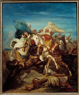 Battle of Arab Horsemen Painting by Theodore Chasseriau (1819-1856) 1856 Sun. 0, 65x0, 54 m Battle of Arab Horsemen Painting by Theodore Chasseriau (1819-1856) 1856 Sun. 0, 65x0, 54 m