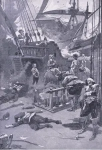The Battle of Camperdown 29th-31st July 1653, illustration from ' The Battle of Camperdown 29th-31st July 1653, illustration from '