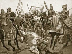 The Battle of Poitiers, 19th September 1356, illustration from Hutchinson' The Battle of Poitiers, 19th September 1356, illustration from Hutchinson'