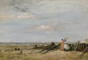 A Beach Scene at Trouville, 1860s (oil on card laid on panel) A Beach Scene at Trouville, 1860s (oil on card laid on panel)