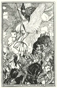 Bellerophon fights against Myrina and her Amazons (litho) Bellerophon fights against Myrina and her Amazons (litho)