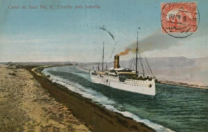 Ismailia Collection: Bend near Ismailia, Suez Canal. Postcard sent in 1913