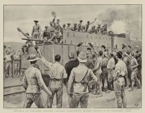The Best of Comrades, Soldiers cheering Bluejackets leaving Durban in an Armoured Train (litho) The Best of Comrades, Soldiers cheering Bluejackets leaving Durban in an Armoured Train (litho)