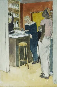 Bistro, Havre, (pencil, watercolour and bodycolour) Bistro, Havre, (pencil, watercolour and bodycolour)