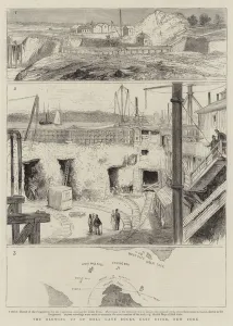 The Blowing up of Hell Gate Rocks, East River, New York (engraving) The Blowing up of Hell Gate Rocks, East River, New York (engraving)