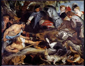 Boar hunting. Painting by Pierre Paul (Pierre-Paul) Rubens (or Peter Paul or Petrus Paulus) (1577-1640), 1615 Boar hunting. Painting by Pierre Paul (Pierre-Paul) Rubens (or Peter Paul or Petrus Paulus) (1577-1640), 1615