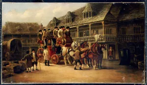 Boarding the Coach to London, 1879 (oil on canvas) Boarding the Coach to London, 1879 (oil on canvas)