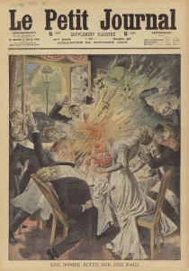 A bomb thrown into a wedding feast in Germany (colour litho) A bomb thrown into a wedding feast in Germany (colour litho)