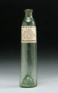 Bottle which contained anti-hysteria water, from the Fonderia di Sua Altezza Reale, Officina Profumo Bottle which contained anti-hysteria water, from the Fonderia di Sua Altezza Reale, Officina Profumo