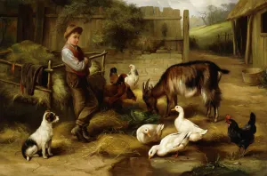 A Boy with Poultry and a Goat in a Farmyard, 1903 (oil on canvas) A Boy with Poultry and a Goat in a Farmyard, 1903 (oil on canvas)