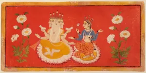 Brahma seated with Saraswati Brahma holding the Four Vedas and Saraswai Clutching a Lotus Petal, c.1650 (gouache) Brahma seated with Saraswati Brahma holding the Four Vedas and Saraswai Clutching a Lotus Petal, c.1650 (gouache)