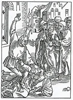 Of brekynge and hurtynge of amyte and frendshyp, illustration from Alexander Barclay' Of brekynge and hurtynge of amyte and frendshyp, illustration from Alexander Barclay'