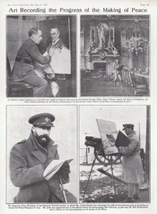 British artists commissioned to produce paintings of the Paris Peace Conference in Versailles, 1919 (b/w photo) British artists commissioned to produce paintings of the Paris Peace Conference in Versailles, 1919 (b/w photo)