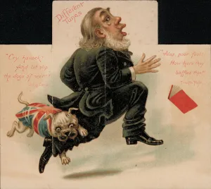 British bulldog sinking its teeth into the leg of Paul Kruger, President of the South African Republic (Transvaal) British bulldog sinking its teeth into the leg of Paul Kruger, President of the South African Republic (Transvaal)
