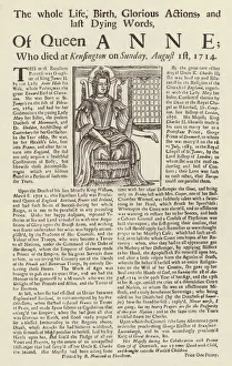 Broadside published on the death of Queen Anne (litho) Broadside published on the death of Queen Anne (litho)