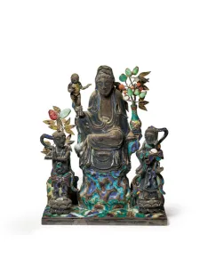 Buddhist Figural Group, 18th-19th century (silver, painted enamel & hardstone) Buddhist Figural Group, 18th-19th century (silver, painted enamel & hardstone)